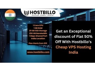 Get an Exceptional discount of Flat 50% Off With Hostbillo's Cheap VPS Hosting India