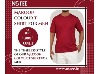 Maroon colour t shirt for men in India