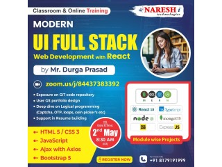 Best UI Full Stack Web Development with React Js Training in NareshIT