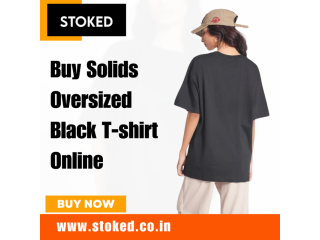 Stoked | Buy Solids Oversized Black T-shirt Online