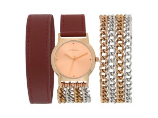 Gift Dream Wrap Watch in Oxblood Round Gold Color For Mothers Day at Rubato