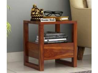 Bryson Bedside Table (Honey Finish) at 53% OFF Online | Wooden Street