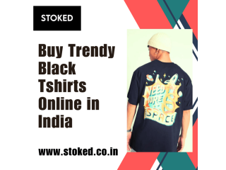 Stoked | Buy Trendy Black Tshirts Online in India