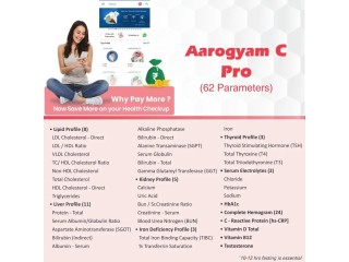 Book Aarogyam C Pro by Thyrocare for Rs 1350with 62+ tests