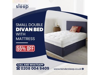 Small Double Divan Bed With Mattress - 50% OFF