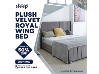 Plush Velvet Royal Wing Bed On Sale