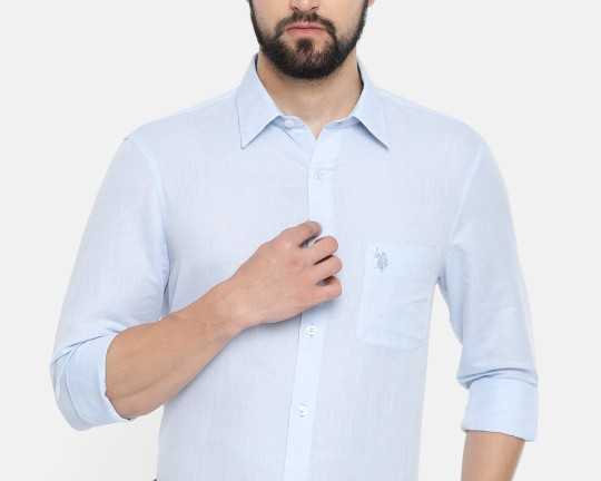 us-polo-assn-men-blue-tailored-fit-solid-formal-shirt