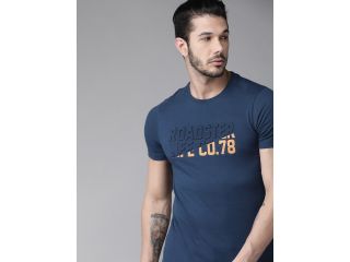 roadster-men-navy-blue-embossed-printed-round-neck-t-shirt-small-0