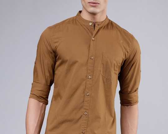 highlander-men-khaki-brown-slim-fit-solid-casual-shirt
