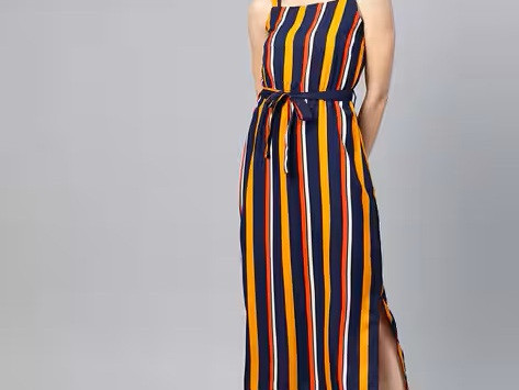 striped-a-line-dress-with-waist-tie-up-big-0