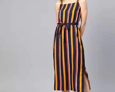 striped-a-line-dress-with-waist-tie-up