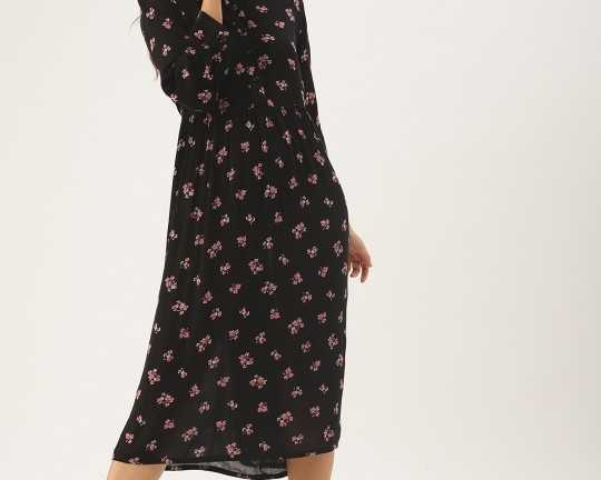 dressberry-women-black-printed-fit-and-flare-dress
