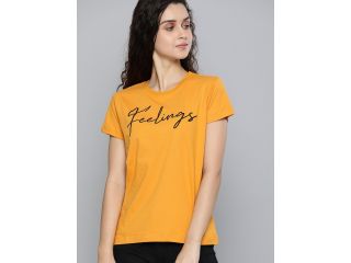 dillinger-women-mustard-yellow-printed-round-neck-t-shirt-small-0