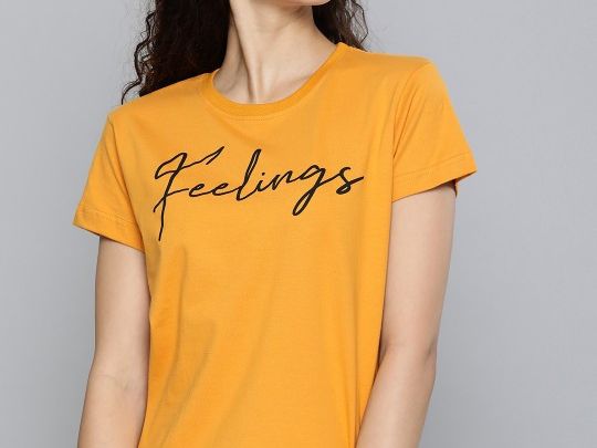dillinger-women-mustard-yellow-printed-round-neck-t-shirt