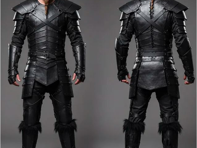 nomad-king-handmade-black-leather-viking-armor-with-fur-big-0