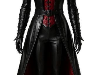 vampire-queen-leather-coat-set-high-collar-trench-coat