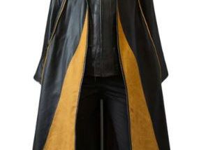 the-midnights-ember-yellow-black-leather-hooded-cloak