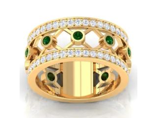 buy-three-fourth-eternity-diamond-and-emerald-wedding-rings-in-14k-yellow-gold-small-0