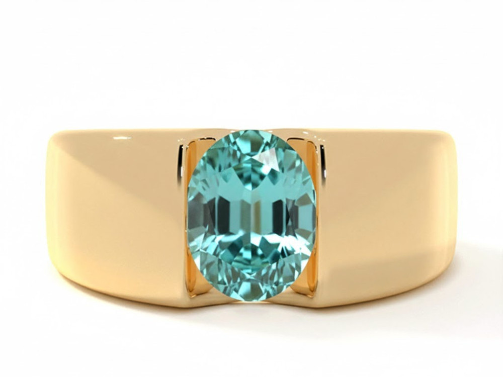 elegant-18k-yellow-gold-mens-wedding-bands-with-paraiba-tourmaline-big-0