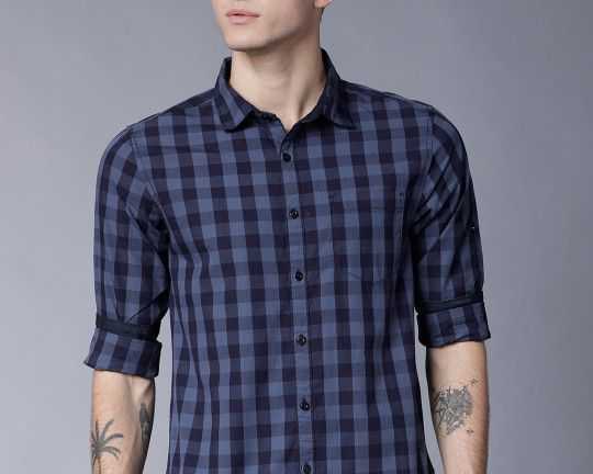 highlander-men-navy-blue-blue-slim-fit-checked-casual-shirt