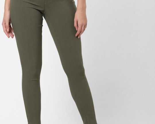 only-women-olive-green-skinny-fit-solid-chinos