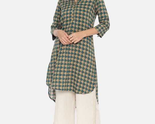 global-desi-women-teal-green-red-printed-high-low-tunic