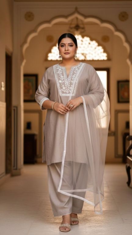 nanglia-ruchira-plus-size-womens-grey-mirror-work-silk-kurta-set-big-0