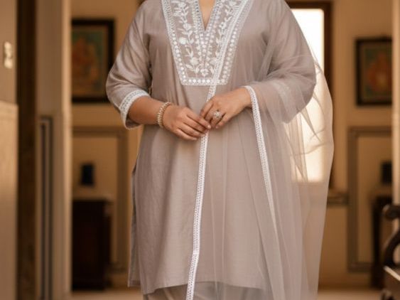 nanglia-ruchira-plus-size-womens-grey-mirror-work-silk-kurta-set