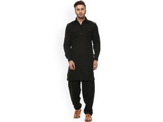 hangup-men-black-solid-pathani-kurta-small-0