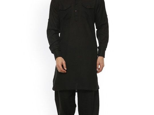 hangup-men-black-solid-pathani-kurta