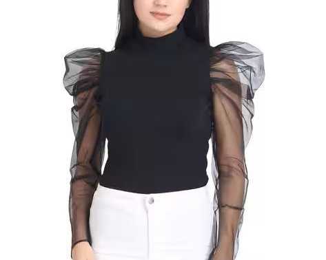 slim-fit-top-with-sheer-sleeves