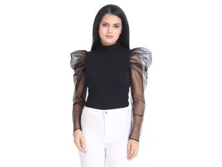 slim-fit-top-with-sheer-sleeves-small-0