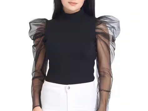 slim-fit-top-with-sheer-sleeves
