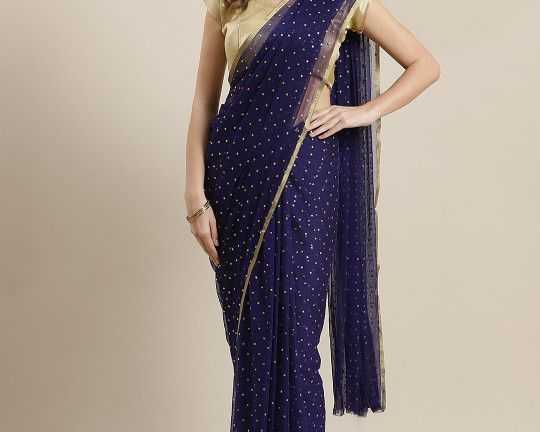 ishin-navy-blue-golden-embellished-saree
