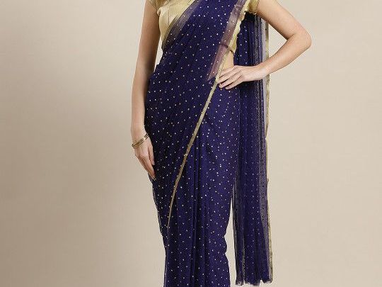 ishin-navy-blue-golden-embellished-saree