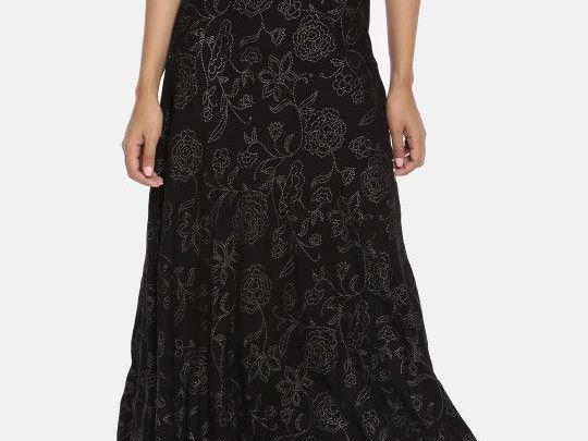 and-women-black-printed-flared-skirt