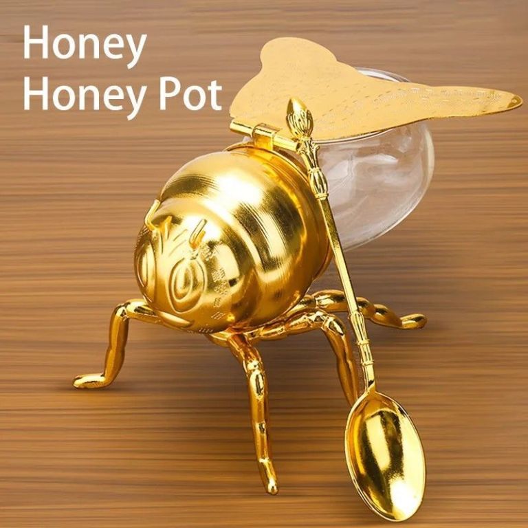 bee-shaped-honey-jar-with-spoon-cute-condiment-container-big-0