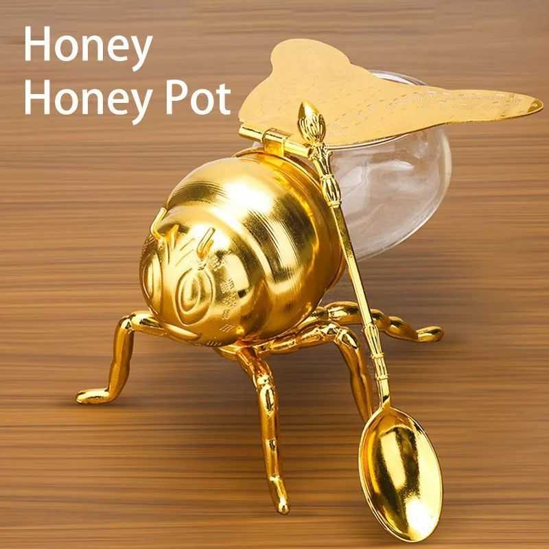 bee-shaped-honey-jar-with-spoon-cute-condiment-container-big-0