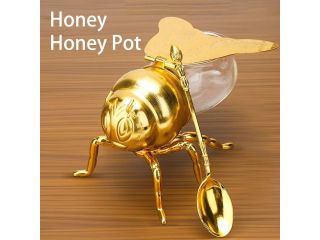 bee-shaped-honey-jar-with-spoon-cute-condiment-container-small-0