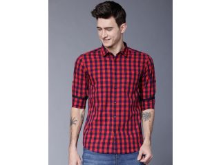 highlander-men-red-navy-blue-slim-fit-checked-casual-shirt-small-0