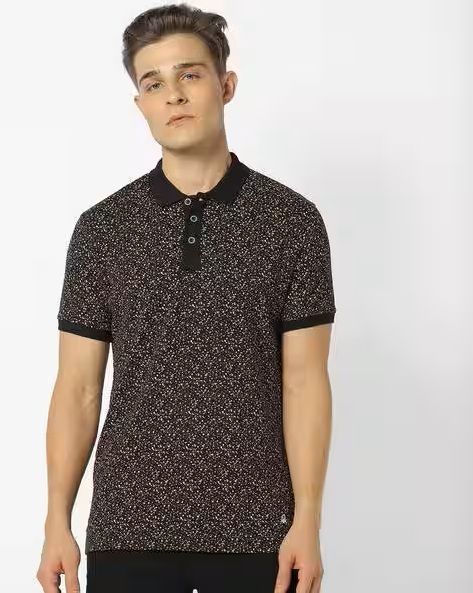 speckled-polo-t-shirt-with-vented-hemline-big-0