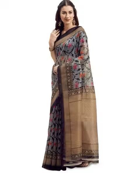 floral-print-sheer-through-saree-big-0