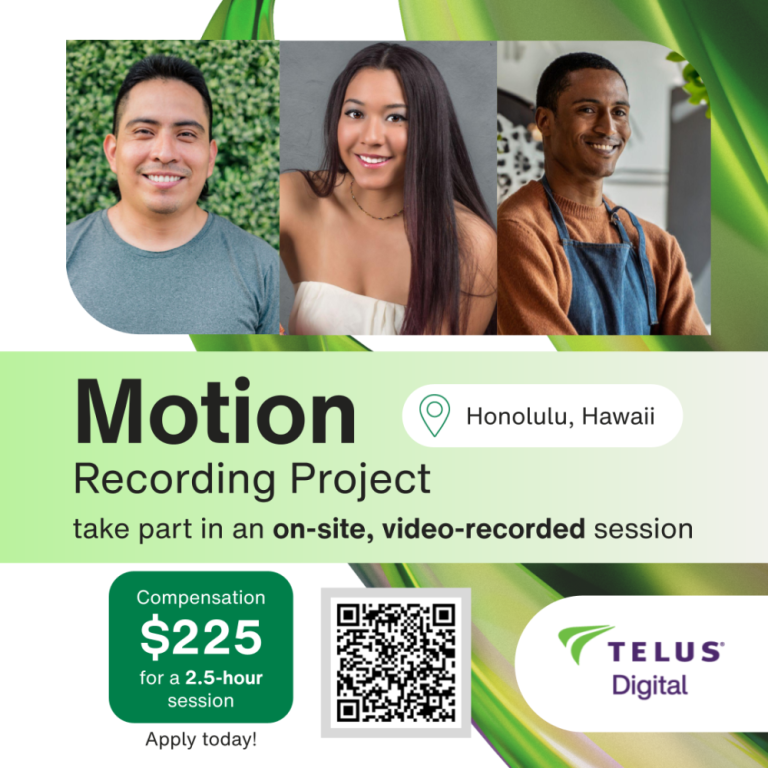 motion-recording-project-part-time-on-site-in-hawaii-big-0