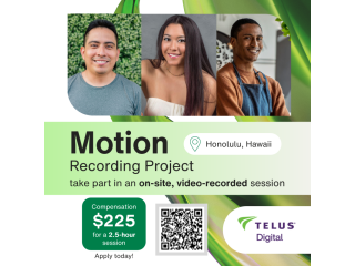 motion-recording-project-part-time-on-site-in-hawaii-small-0