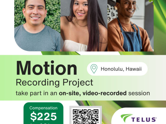 motion-recording-project-part-time-on-site-in-hawaii