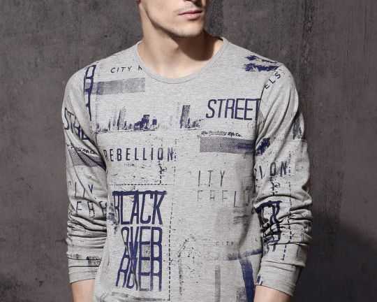 roadster-men-grey-melange-all-over-printed-t-shirt