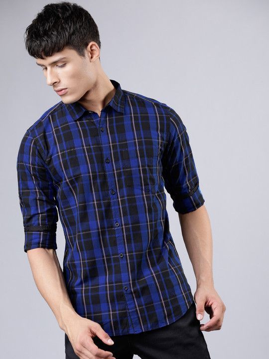 highlander-men-blue-black-slim-fit-yarn-dyed-checked-big-0