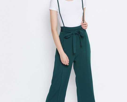 zastraa-women-green-solid-dungaree