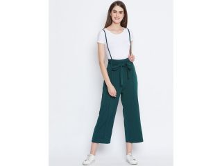 zastraa-women-green-solid-dungaree-small-0