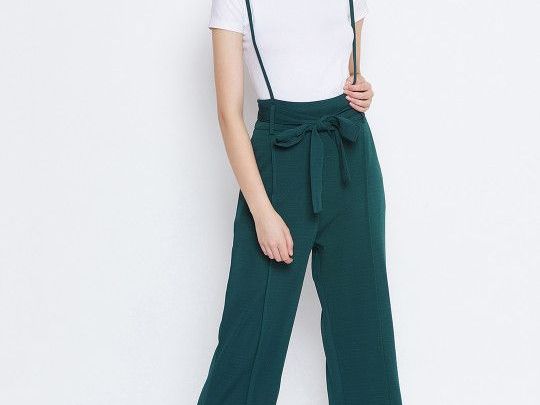 zastraa-women-green-solid-dungaree